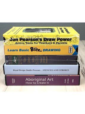Lot 5 Instructional Art VHS Tape Aboriginal Art Stencils & Strokes Blitz Drawing